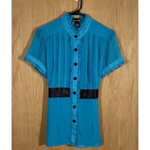 Vtg Y2K Women's Sz Lg Silk Sheer Top Coquette WhimsiGoth FairyGrunge AngelCore